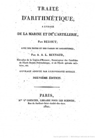 Série-A- Bezout, Etienne - Traité d'arithmétique à l'usage de la marine et de l'artillerie
