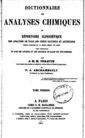 Serie-B- Violette et Archambault - Dictionnaire des analyses chimiques