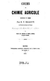 Serie-B- Malagutti, F. - Leçons de chimie agricole