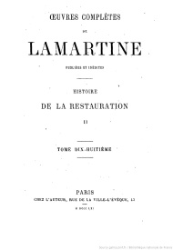 Serie-G- Lamartine, Alphonse de - Histoire de la Restauration II