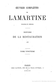 Serie-G- Lamartine, Alphonse de - Histoire de la Restauration IV