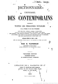 Serie-G- Vapereau, Gustave - Dictionnaire des contemporains