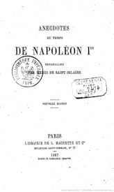 Serie-I- Saint-Hilaire, Marco de - Anecdotes du tempsde Napoléon I