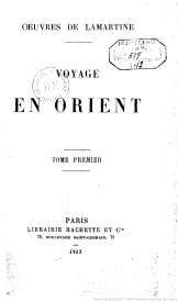 Serie-H- Lamartine - Voyage en Orient Tome 1
