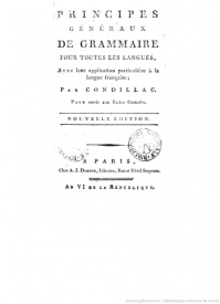 Serie-F- Condillac, Etienne - Principes généraux de grammaire