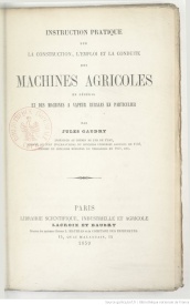 Serie-L- Gaudry, Jules, Construction des machines agricoles