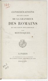 Serie-G- Montesquieu, Charles de Secondat - Considérations sur les causes de la grandeur des Romains