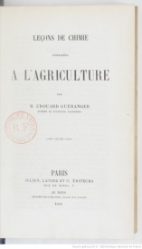 Serie-B- Guéranger, E. - Chimie agricole