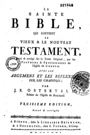 Serie-G- Ostervald, J.F. - La Sainte Bible, l'ancien et le nouveau testament édition 1771