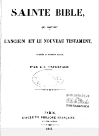 Serie-G- Ostervald, J.F. - La Sainte Bible, l'ancien et le nouveau testament édition 1847