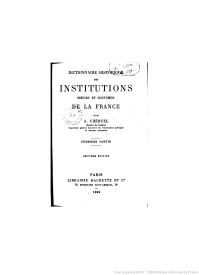 Serie-G- Cheruel, Adolphe - Dictionnaire des institutions et coutumes en France vol.1