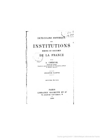 Serie-G- Cheruel, Adolphe - Dictionnaire des institutions et coutumes en France vol.2
