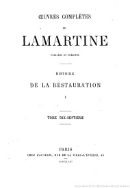 Serie-G- Lamartine, Alphonse de - Histoire de la Restauration I
