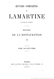 Serie-G- Lamartine, Alphonse de - Histoire de la Restauration III