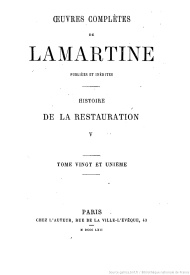 Serie-G- Lamartine, Alphonse de - Histoire de la Restauration V