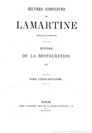 Serie-G- Lamartine, Alphonse de - Histoire de la Restauration VI