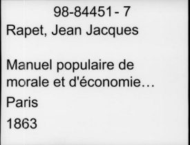Serie-G- Rapet, Jean-Jacques - Manuel populaire de morale et d'économie politique