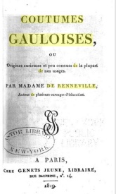 Serie-G- Renneville Madame de - Coutumes gauloises